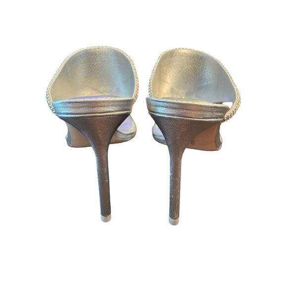 Cult Gaia Audrey Crystal Embellished Sandals Stiletto Heel Square Toe Clear Sz 6 - Picture 8 of 14